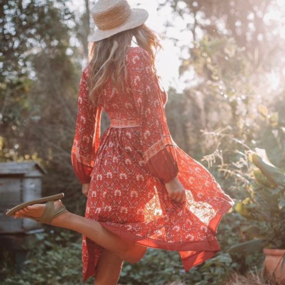 SPELL AND THE GYPSY Jewel Soiree Copper Midi Dress - Picture 2 of 8